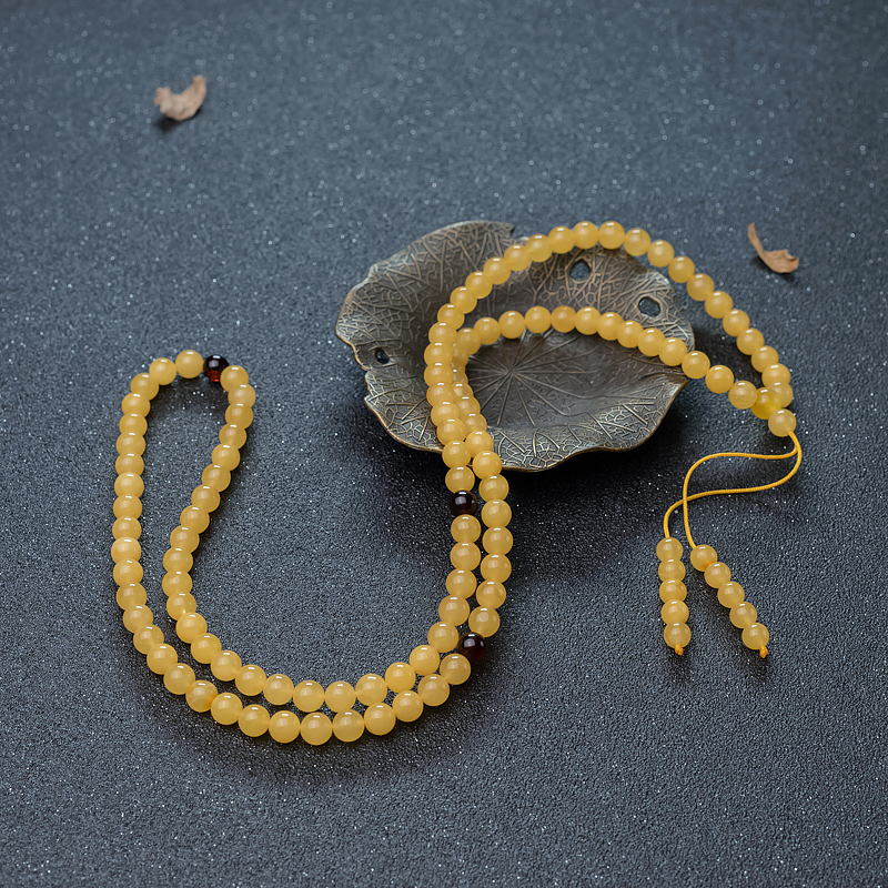 波罗的海鸡油黄蜜蜡108佛珠-红掌柜