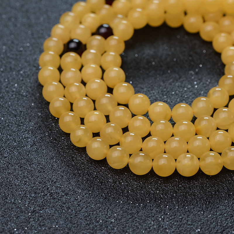 鸡油黄蜜蜡108佛珠-红掌柜