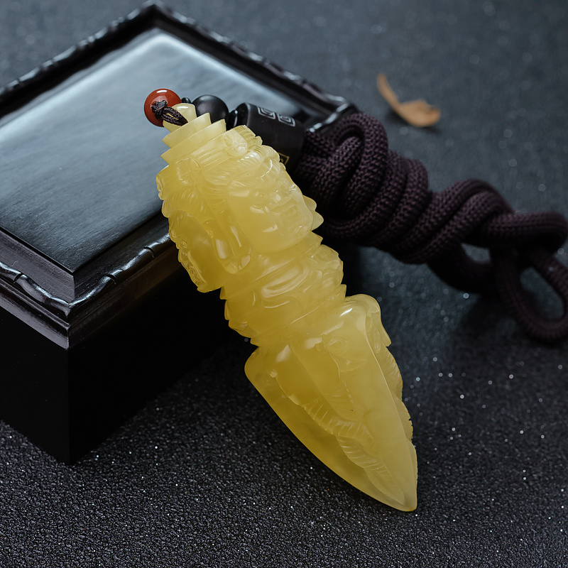 波罗的海柠檬黄蜜蜡金刚杵吊坠-红掌柜