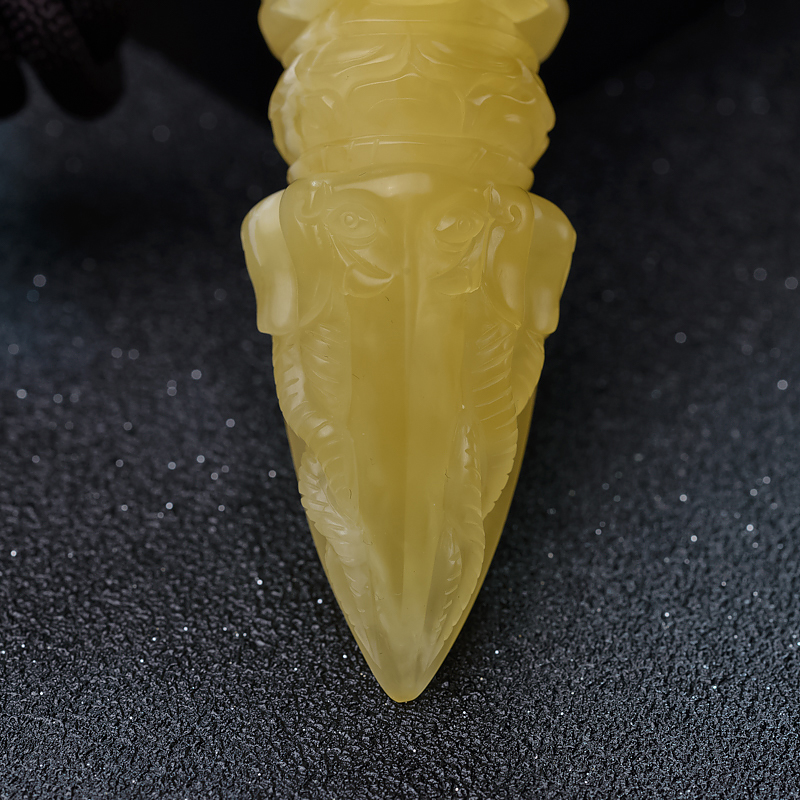 柠檬黄蜜蜡金刚杵吊坠-红掌柜