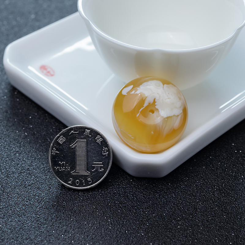 天然波罗的海白花蜜蜡平安扣吊坠-红掌柜