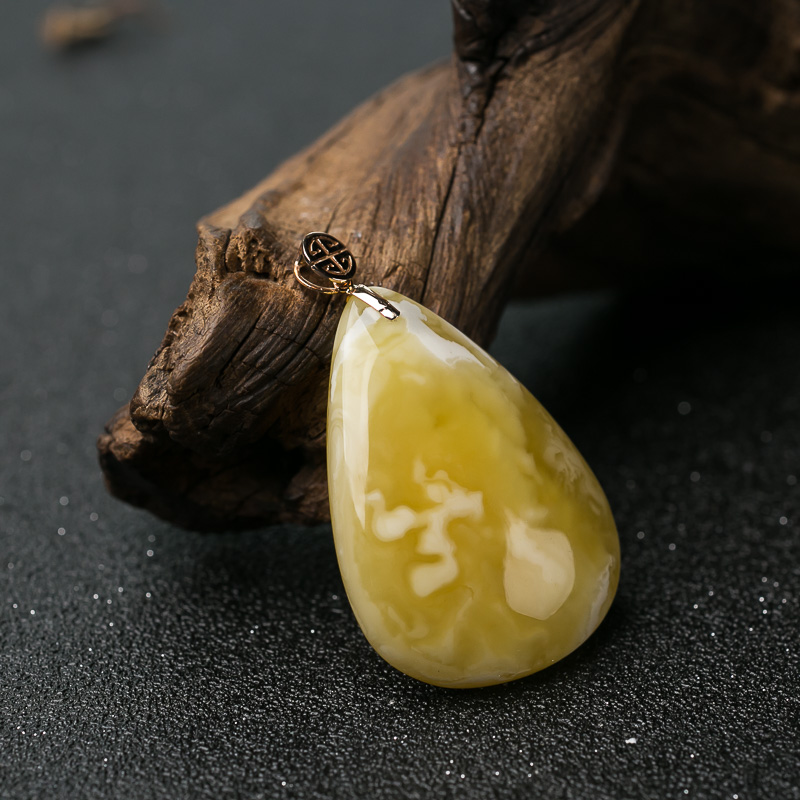 天然白花蜜蜡随形吊坠-红掌柜