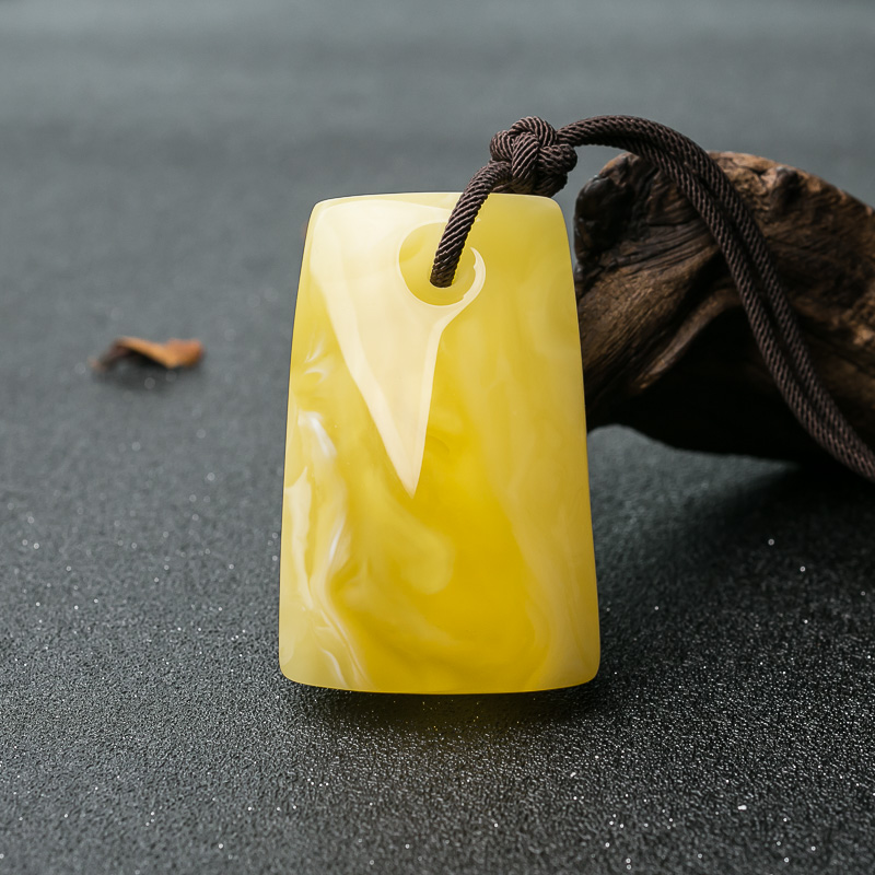 蜜蜡无事牌吊坠-红掌柜