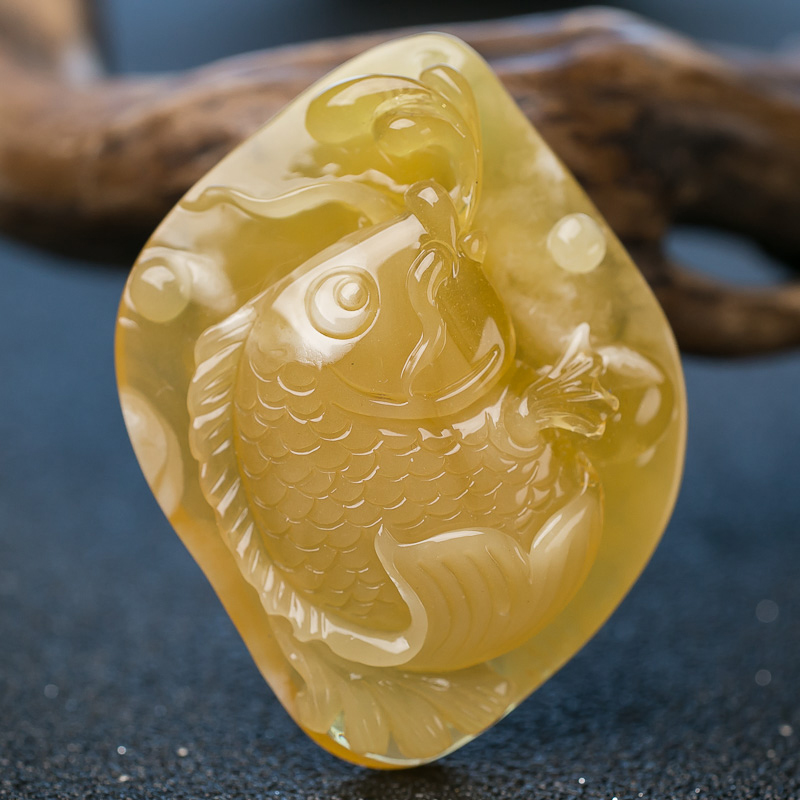 波罗的海蜜蜡年年有余吊坠-红掌柜