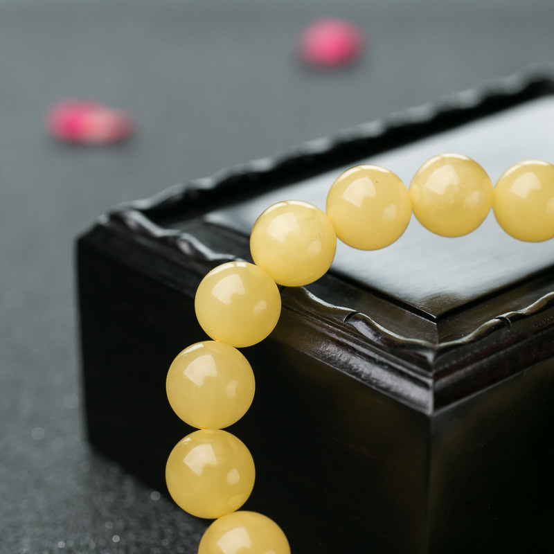 9.3mm波罗的海鸡油黄蜜蜡单圈手串-红掌柜