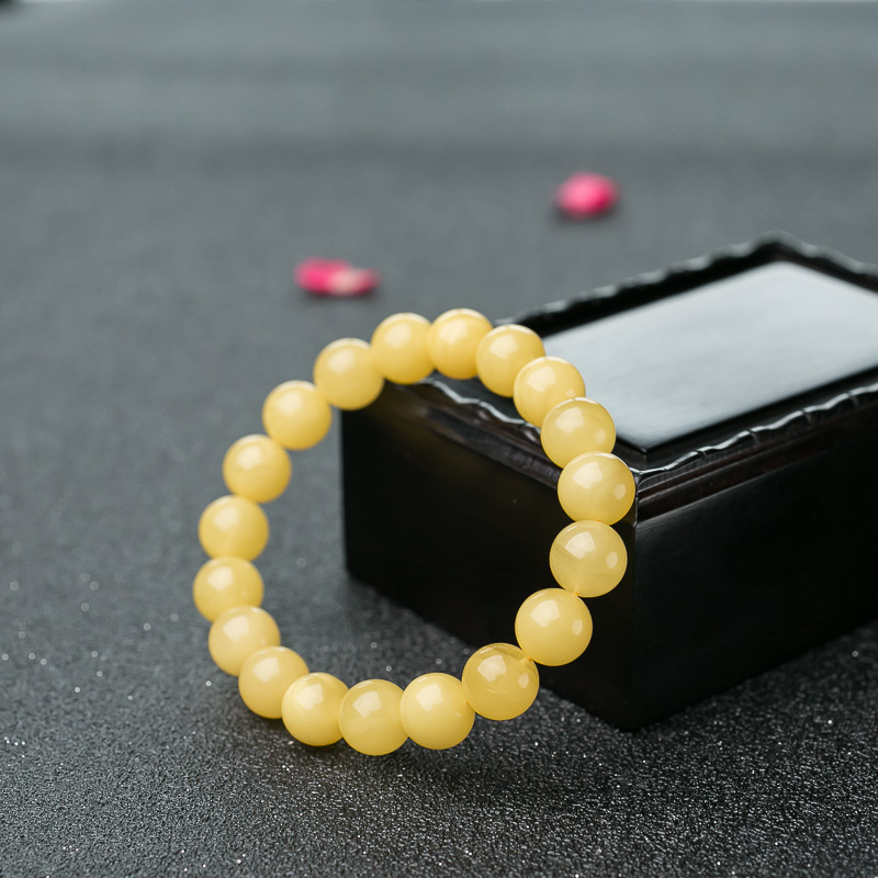 9.3mm天然波罗的海鸡油黄蜜蜡手串-红掌柜