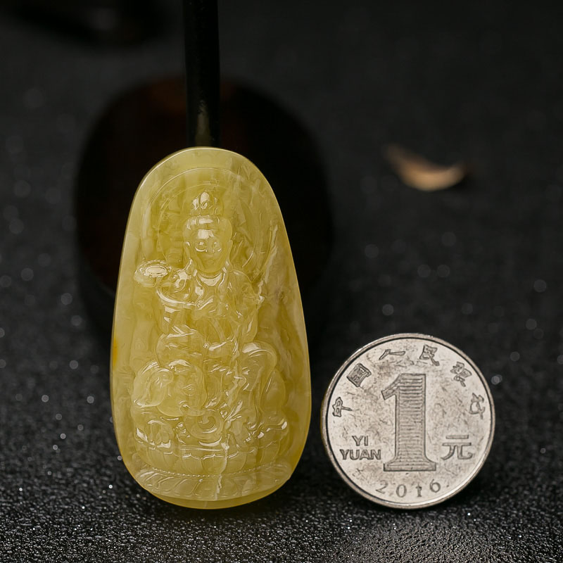 天然蜜蜡普贤菩萨挂坠-红掌柜