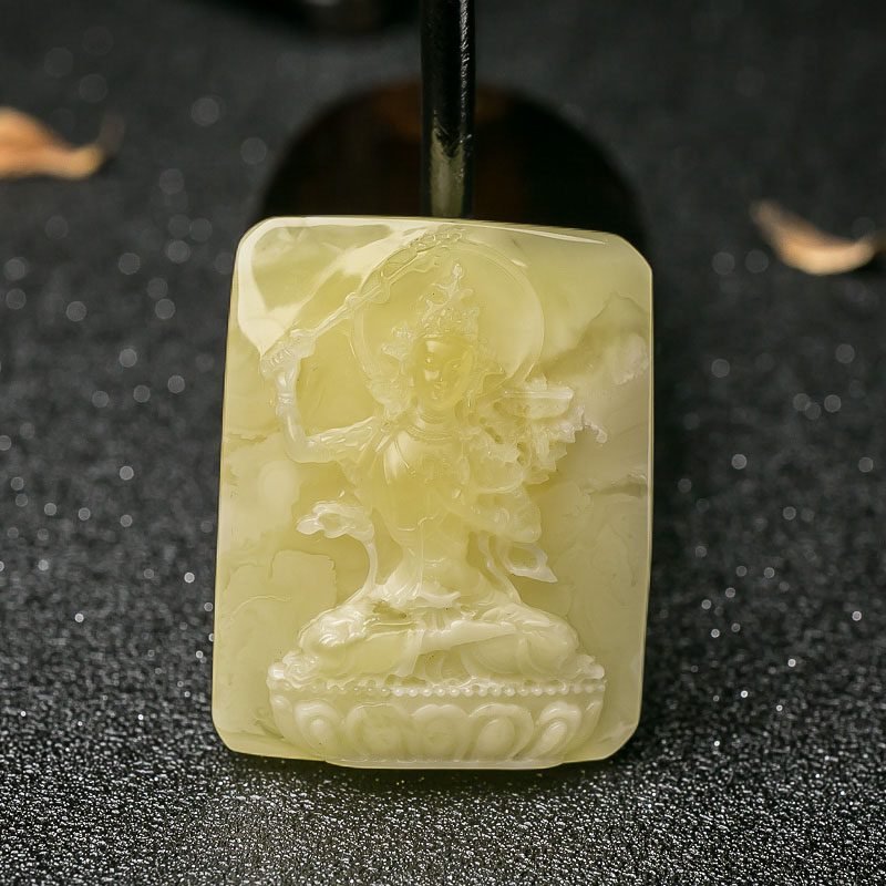 柠檬黄蜜蜡虚空藏菩萨吊坠-红掌柜