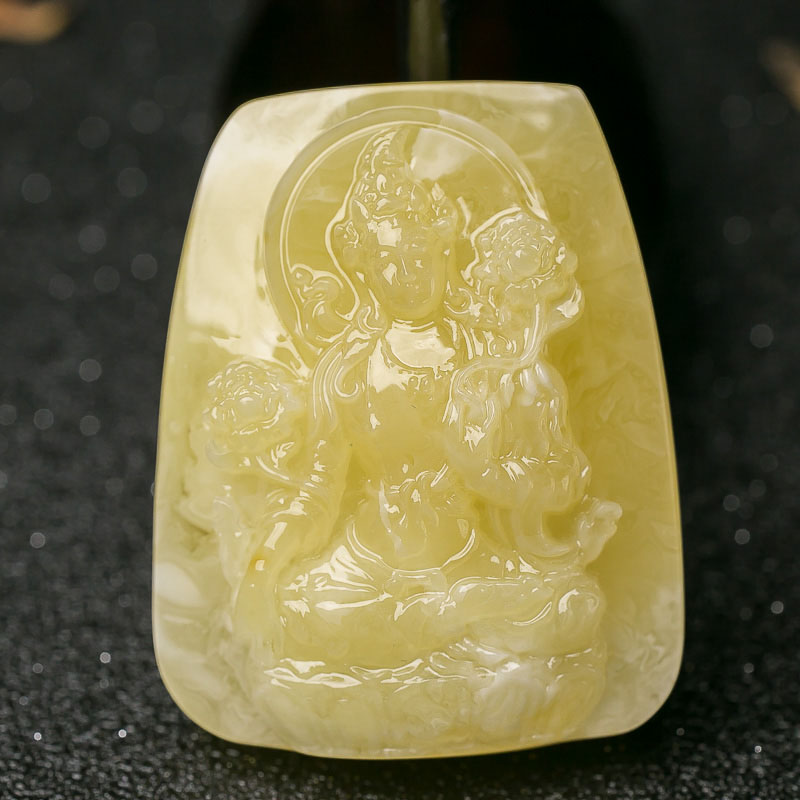 柠檬黄蜜蜡度母挂坠-红掌柜