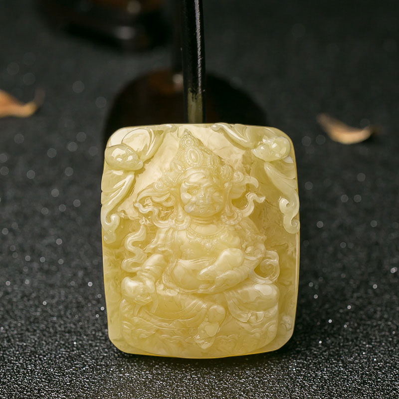 鸡油黄蜜蜡黄财神吊坠-红掌柜