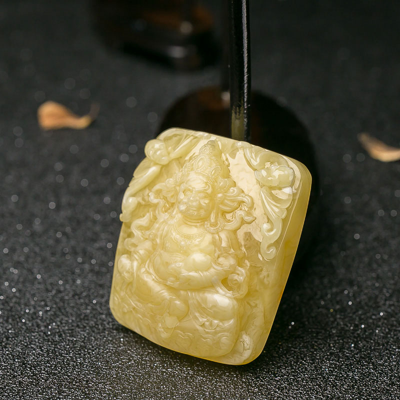 天然蜜蜡黄财神吊坠-红掌柜