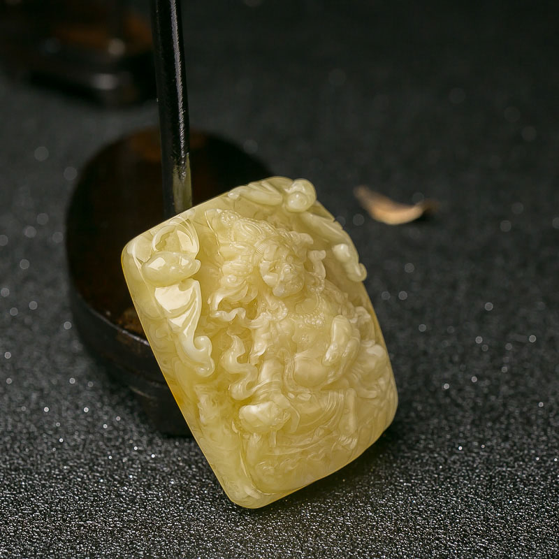 蜜蜡黄财神吊坠-红掌柜