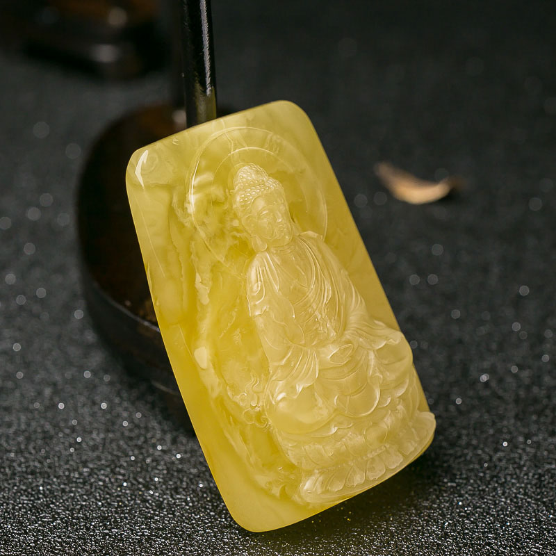 天然蜜蜡大日如来吊坠-红掌柜