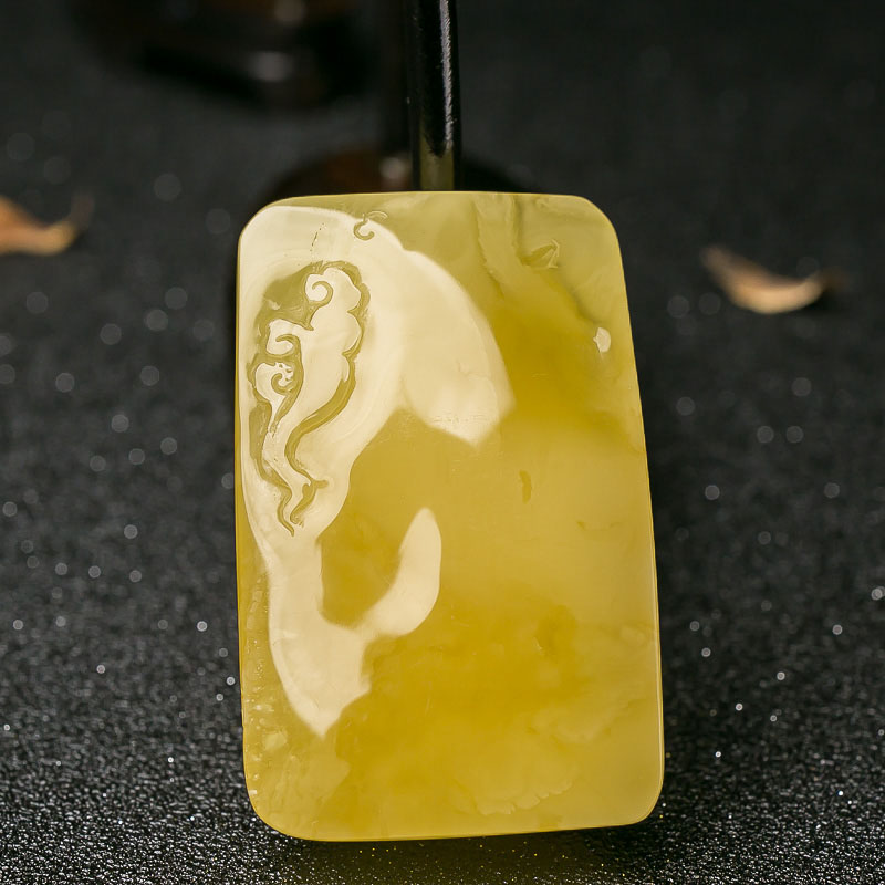 鸡油黄蜜蜡大日如来吊坠-红掌柜