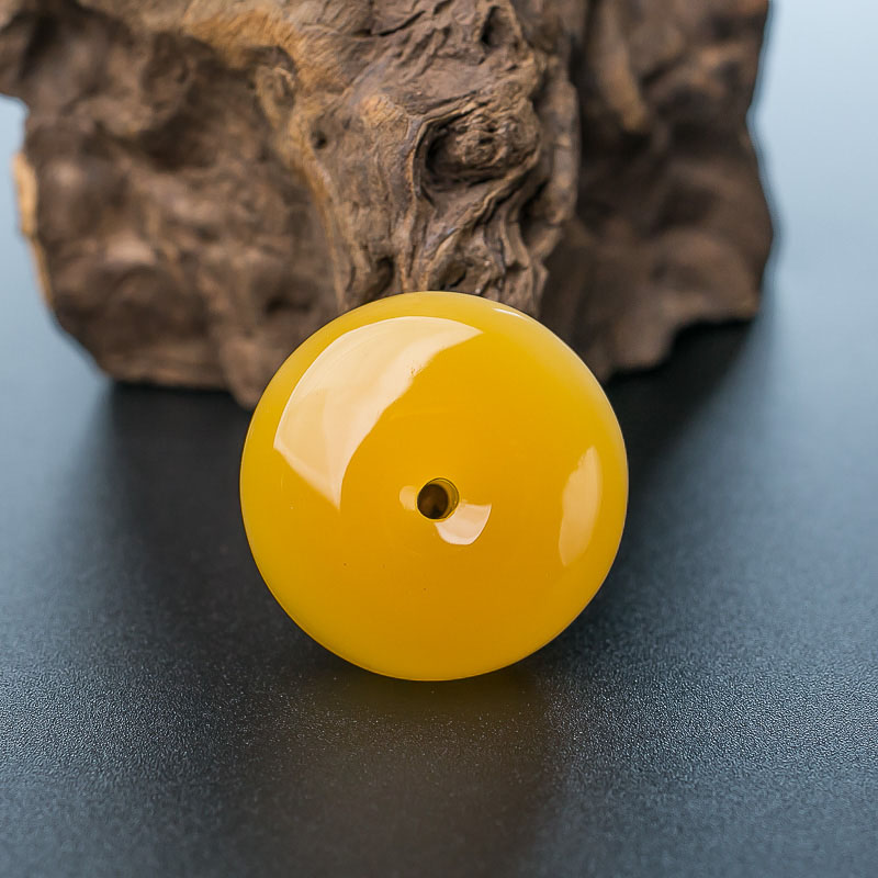 鸡油黄蜜蜡平安扣吊坠-红掌柜