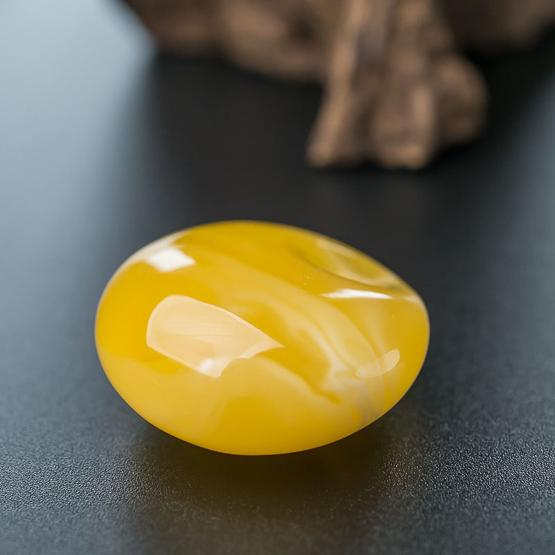 鸡油黄蜜蜡平安扣挂坠-红掌柜