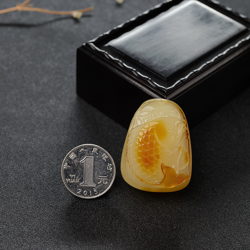 天然蜜蜡年年有余吊坠-红掌柜