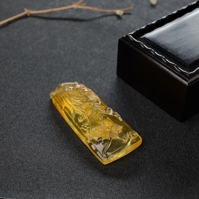 天然蜜蜡花吊坠-红掌柜