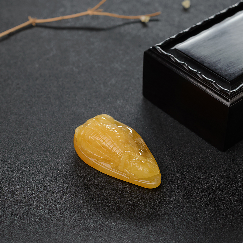 天然蜜蜡年年有余吊坠-红掌柜