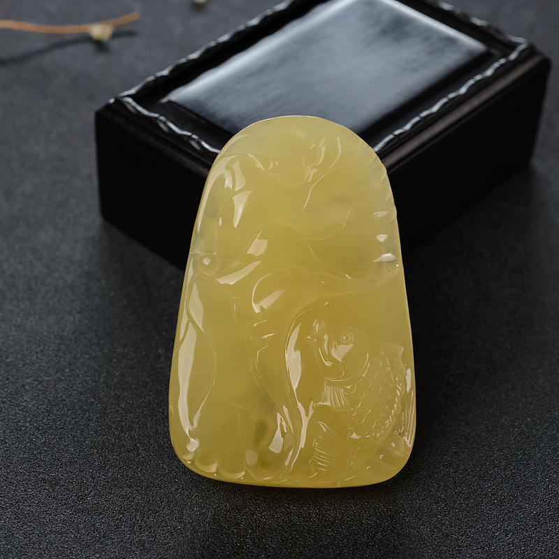 天然蜜蜡连年有余吊坠-红掌柜