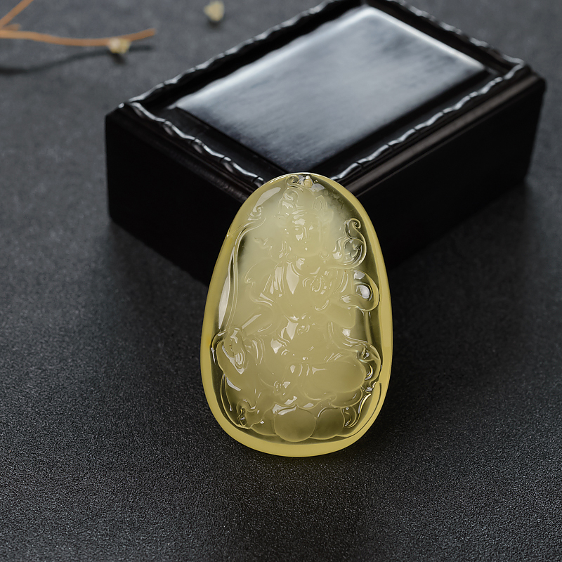 柠檬黄蜜蜡度母吊坠-红掌柜