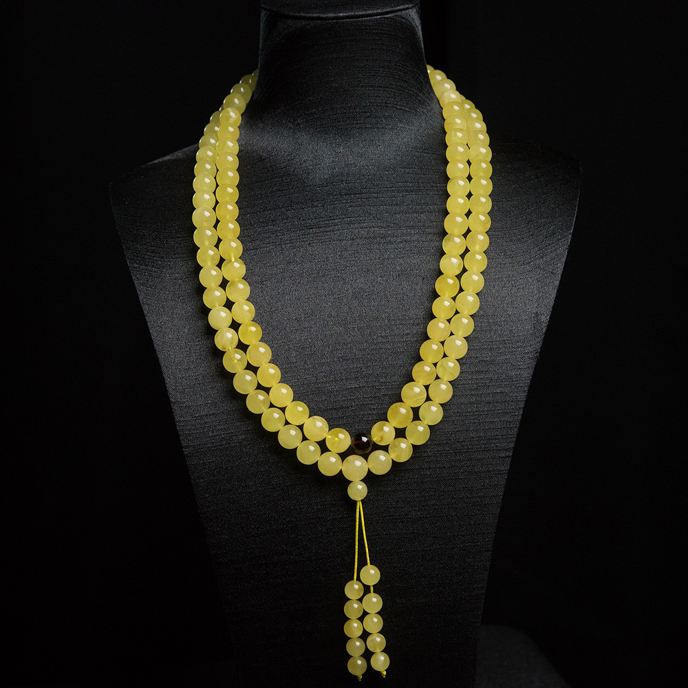 9.5mm鸡油黄金绞蜜108佛珠-红掌柜