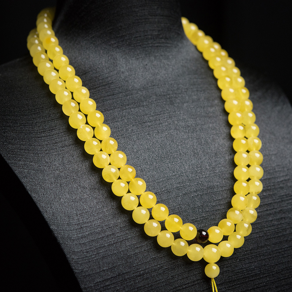 天然鸡油黄金绞蜜108佛珠-红掌柜