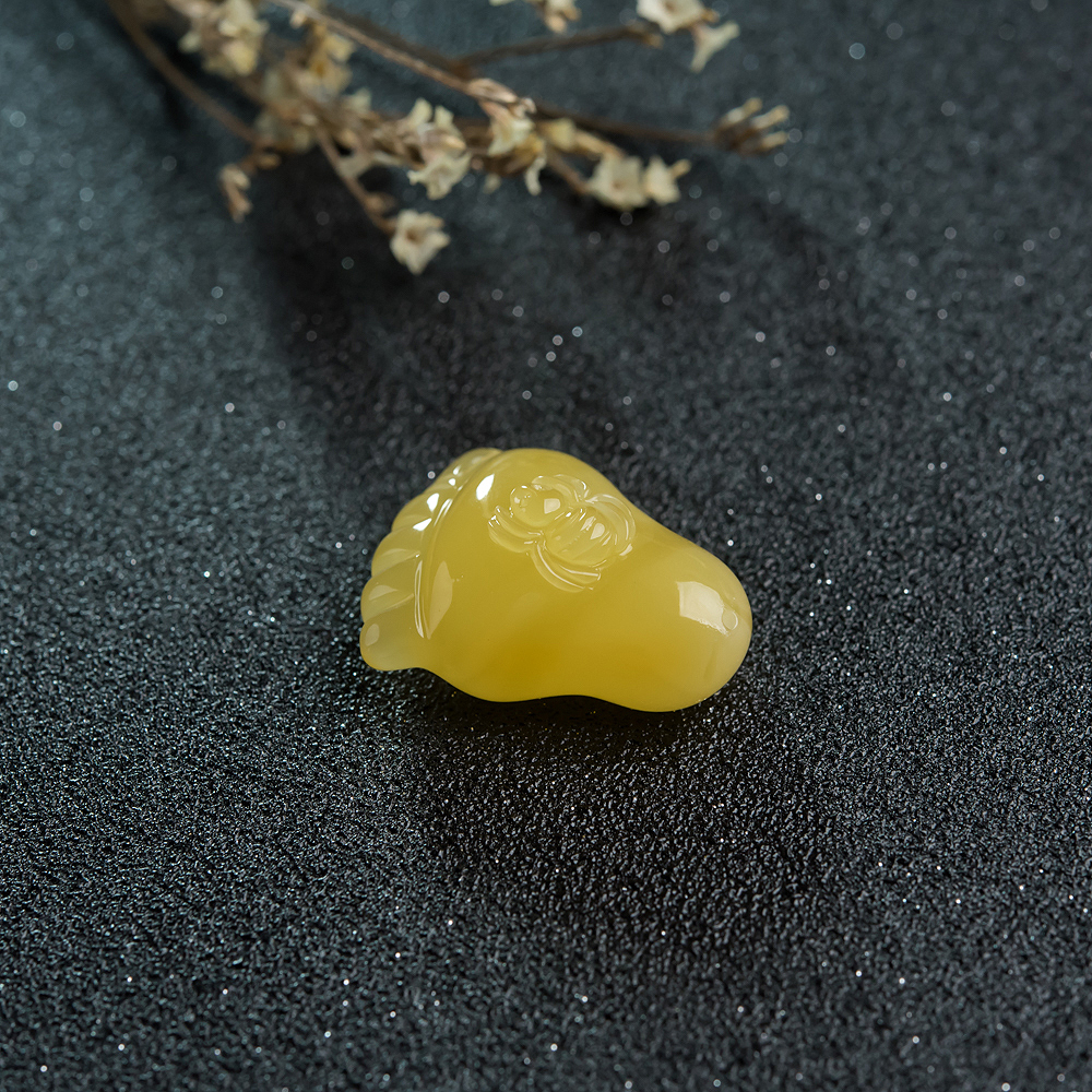 天然鸡油黄蜜蜡知足吊坠-红掌柜