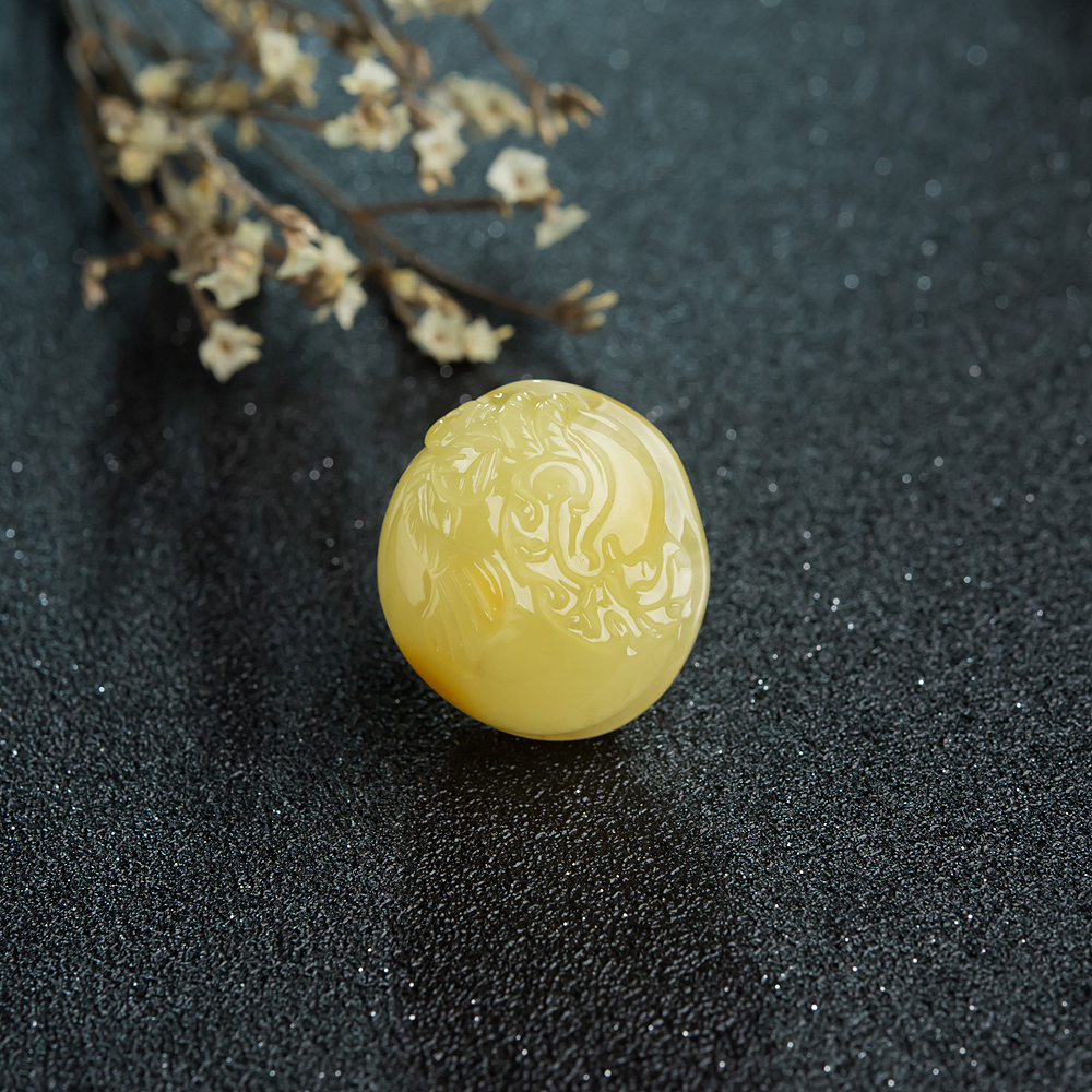 天然鸡油黄蜜蜡钱袋吊坠-红掌柜