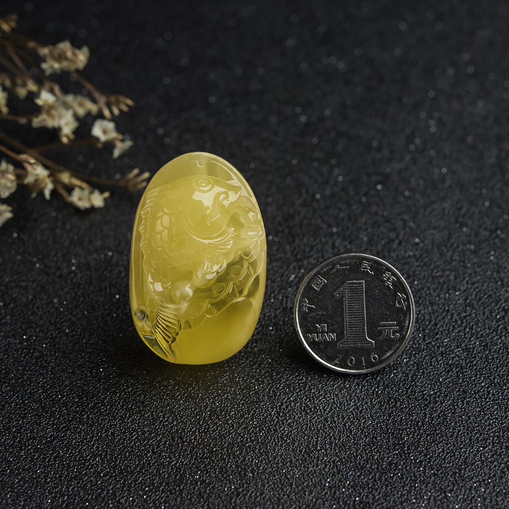 天然蜜蜡连年有余挂坠-红掌柜