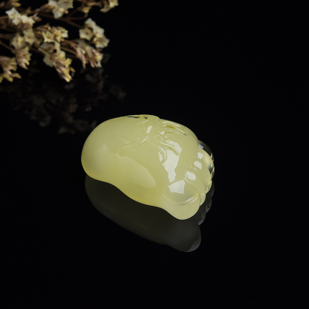 柠檬黄蜜蜡知足吊坠-红掌柜