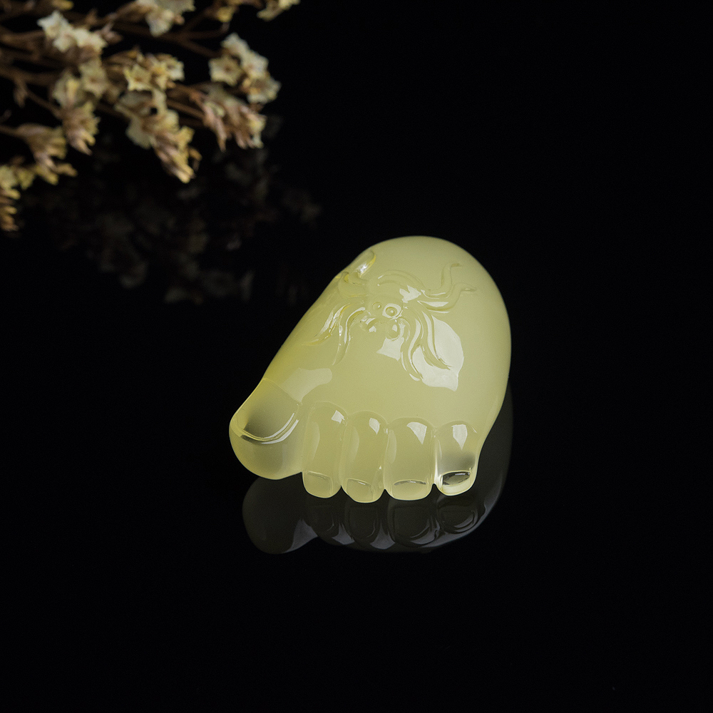 天然柠檬黄蜜蜡知足吊坠-红掌柜