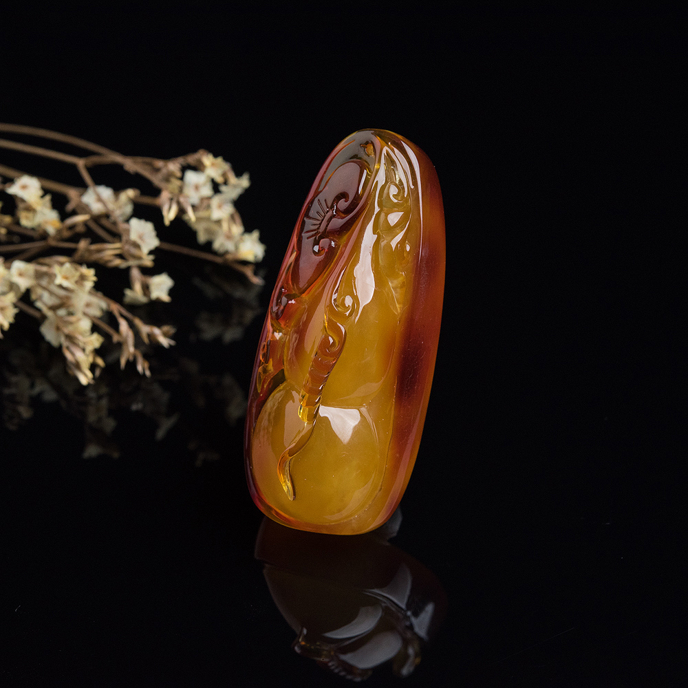 波罗的海俏色金绞蜜葫芦吊坠-红掌柜