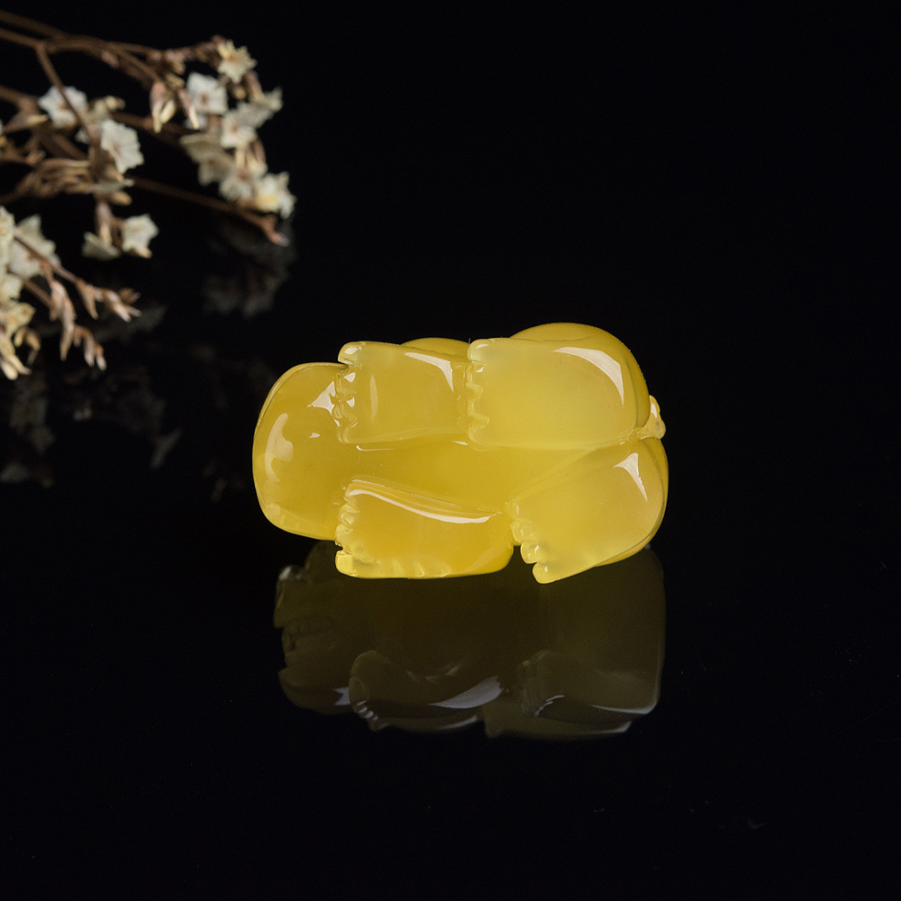 波罗的海鸡油黄蜜蜡貔貅吊坠-红掌柜