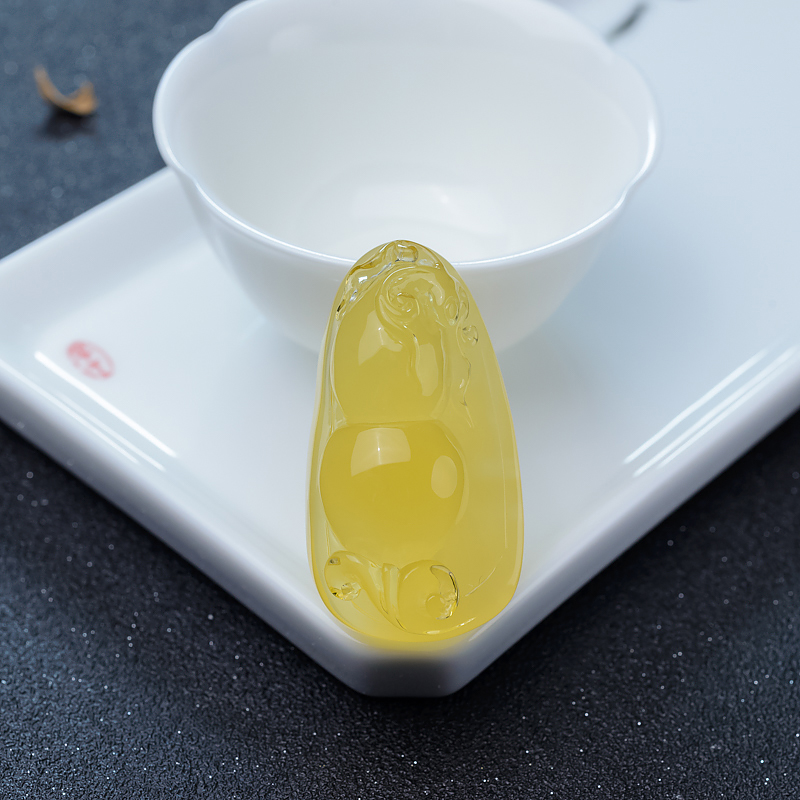 波罗的海天然鸡油黄金绞蜜葫芦吊坠-红掌柜