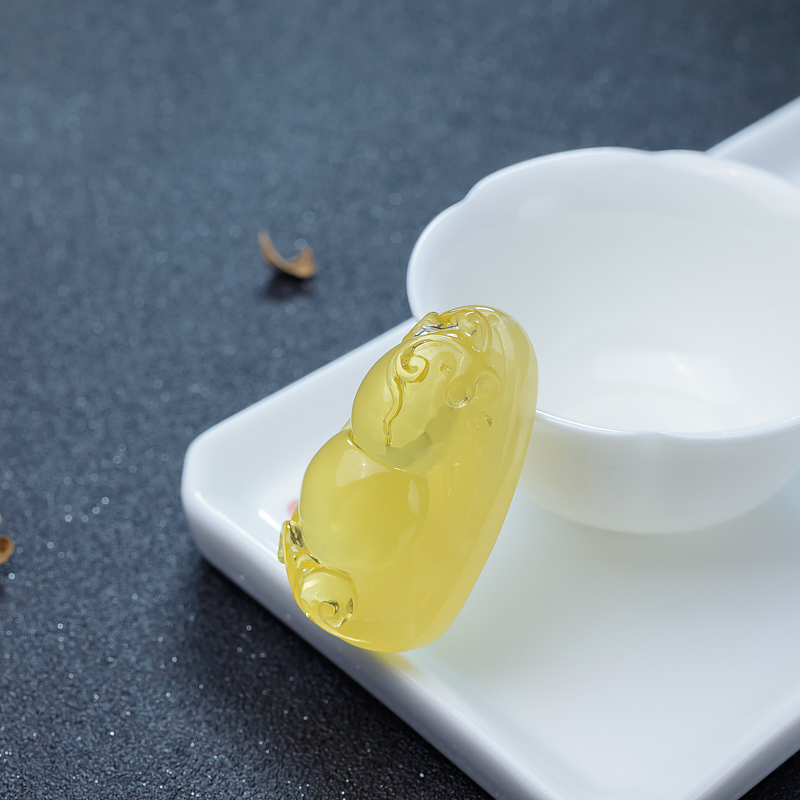 天然鸡油黄金绞蜜葫芦吊坠-红掌柜