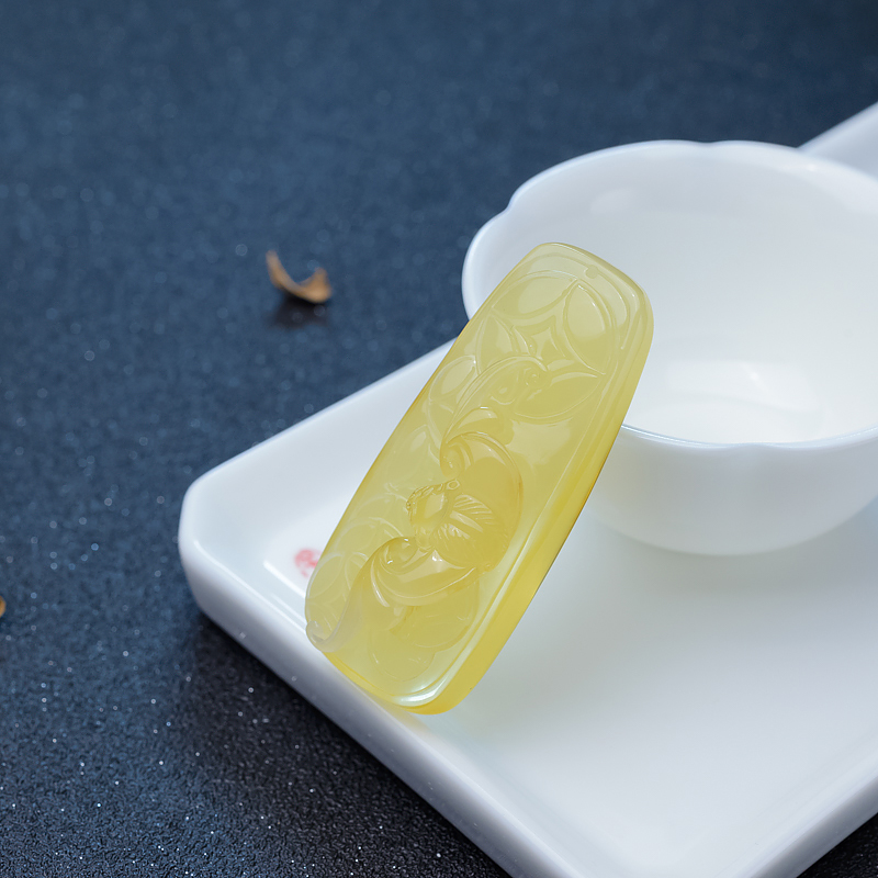 天然柠檬黄蜜蜡福在眼前吊坠-红掌柜