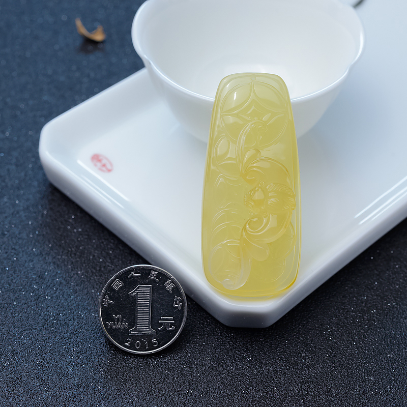 天然柠檬黄蜜蜡吊坠-红掌柜