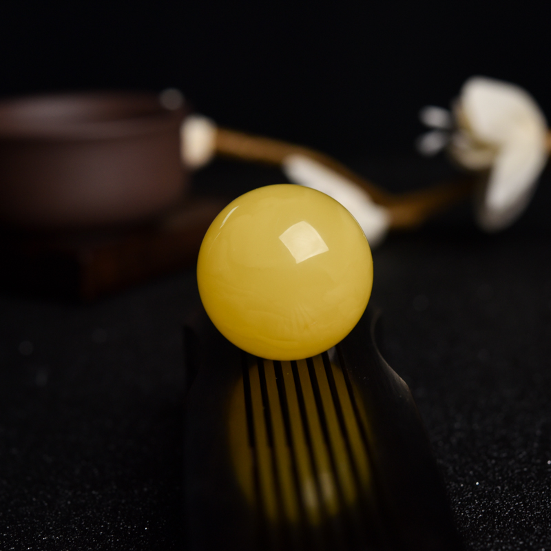 波罗的海鸡油黄蜜蜡圆珠（两件）-红掌柜