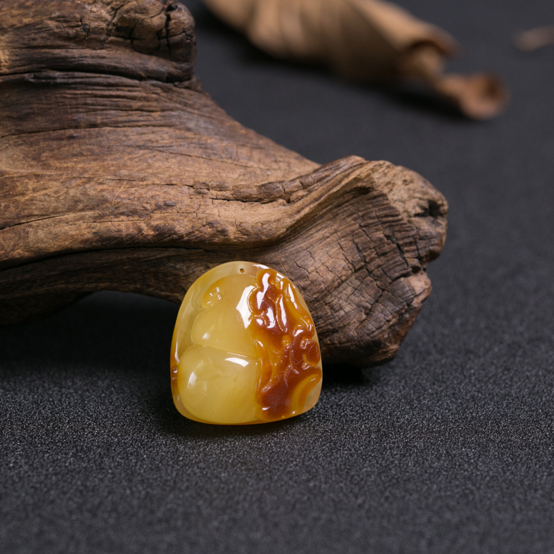 俏色蜜蜡葫芦吊坠-红掌柜