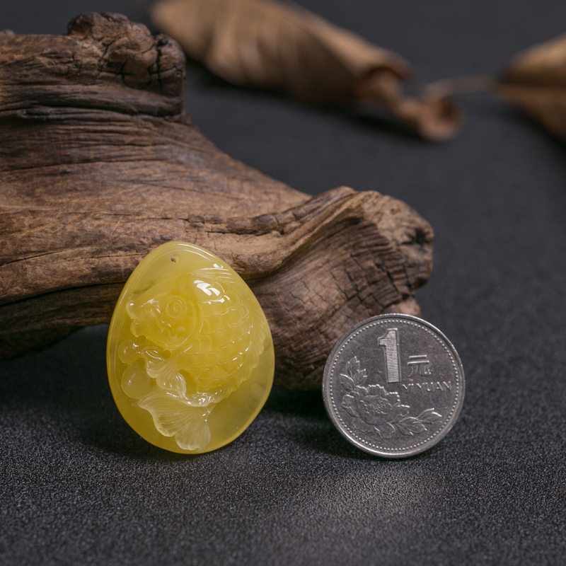 蜜蜡年年有余挂坠-红掌柜