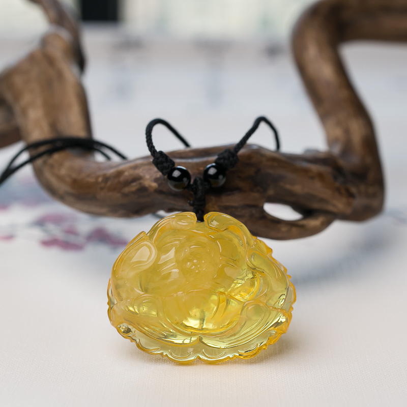 鸡油黄金绞蜜花开富贵吊坠-红掌柜