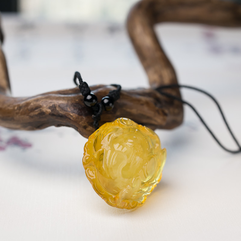 天然金绞蜜花开富贵吊坠-红掌柜