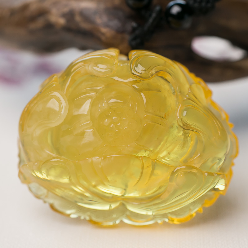 天然鸡油黄金绞蜜花开富贵吊坠-红掌柜