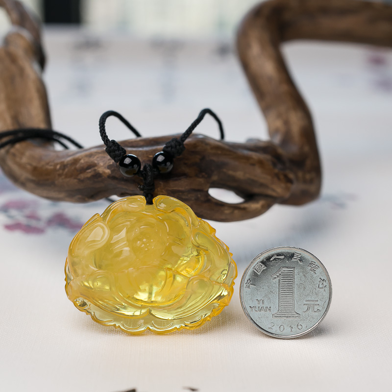 鸡油黄金绞蜜花开富贵挂坠-红掌柜