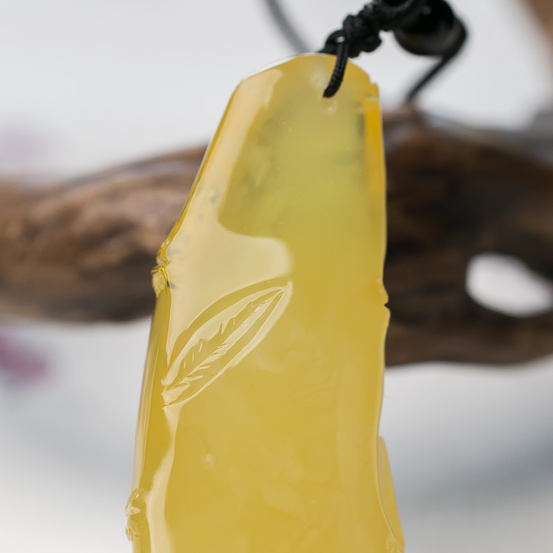 鸡油黄蜜蜡知足常乐挂坠-红掌柜