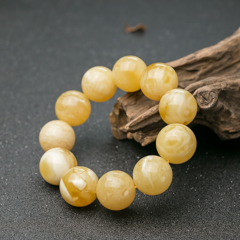 白花蜜蜡单圈手串-红掌柜