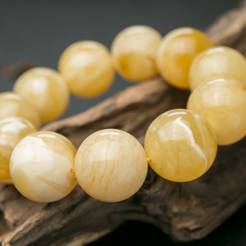 天然蜜蜡单圈手串-红掌柜