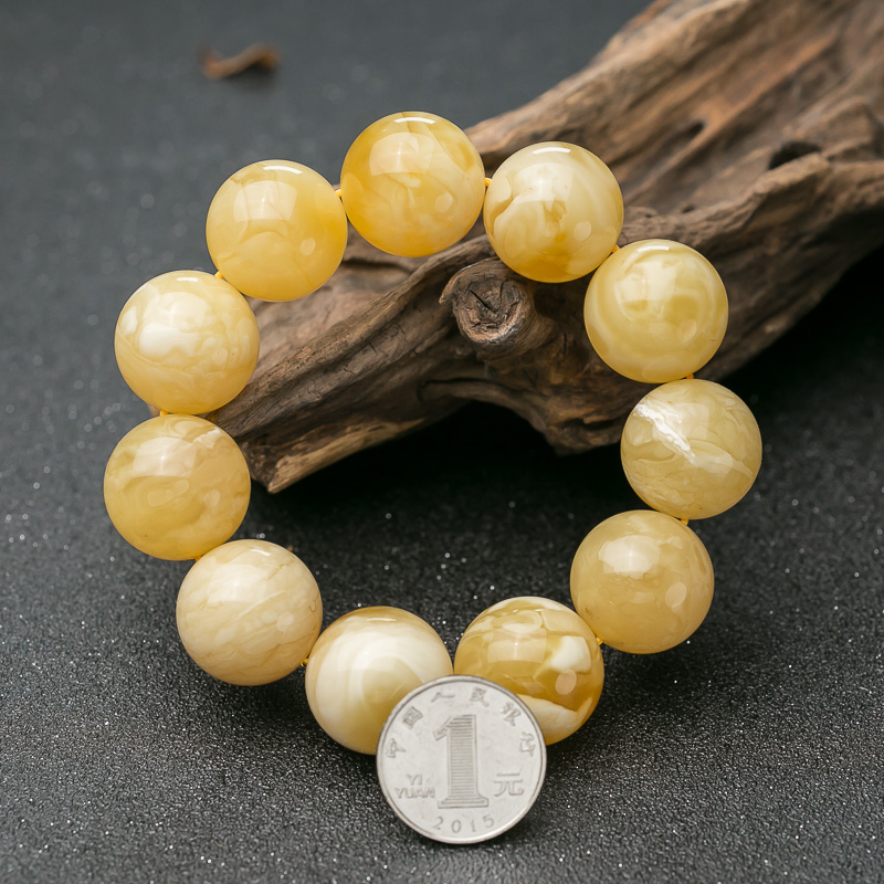 白花蜜蜡单圈手串-红掌柜