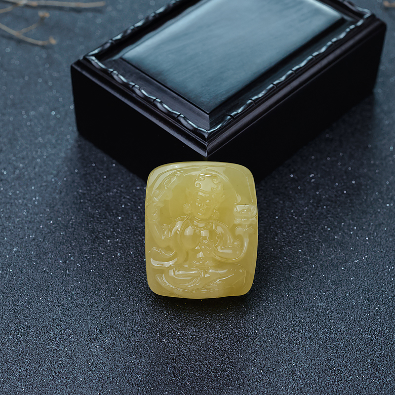 波罗的海天然柠檬黄蜜蜡虚空藏菩萨吊坠-红掌柜